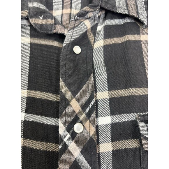 Wrangler Western 2XL Tall Flannel Pearl Snap Plaid Shirt Blk/Brn Cowboy EUC - Picture 6 of 7